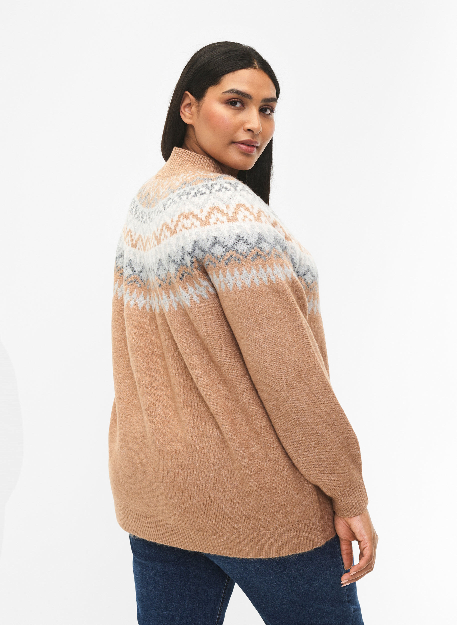 Zizzi kuviollinen pullover, Chipmunk Mel. Comb, Model image number 1