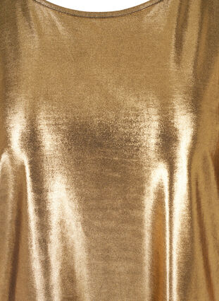 Kiiltävä pusero 3/4-pituisilla puhvihihoilla , Gold, Packshot image number 2