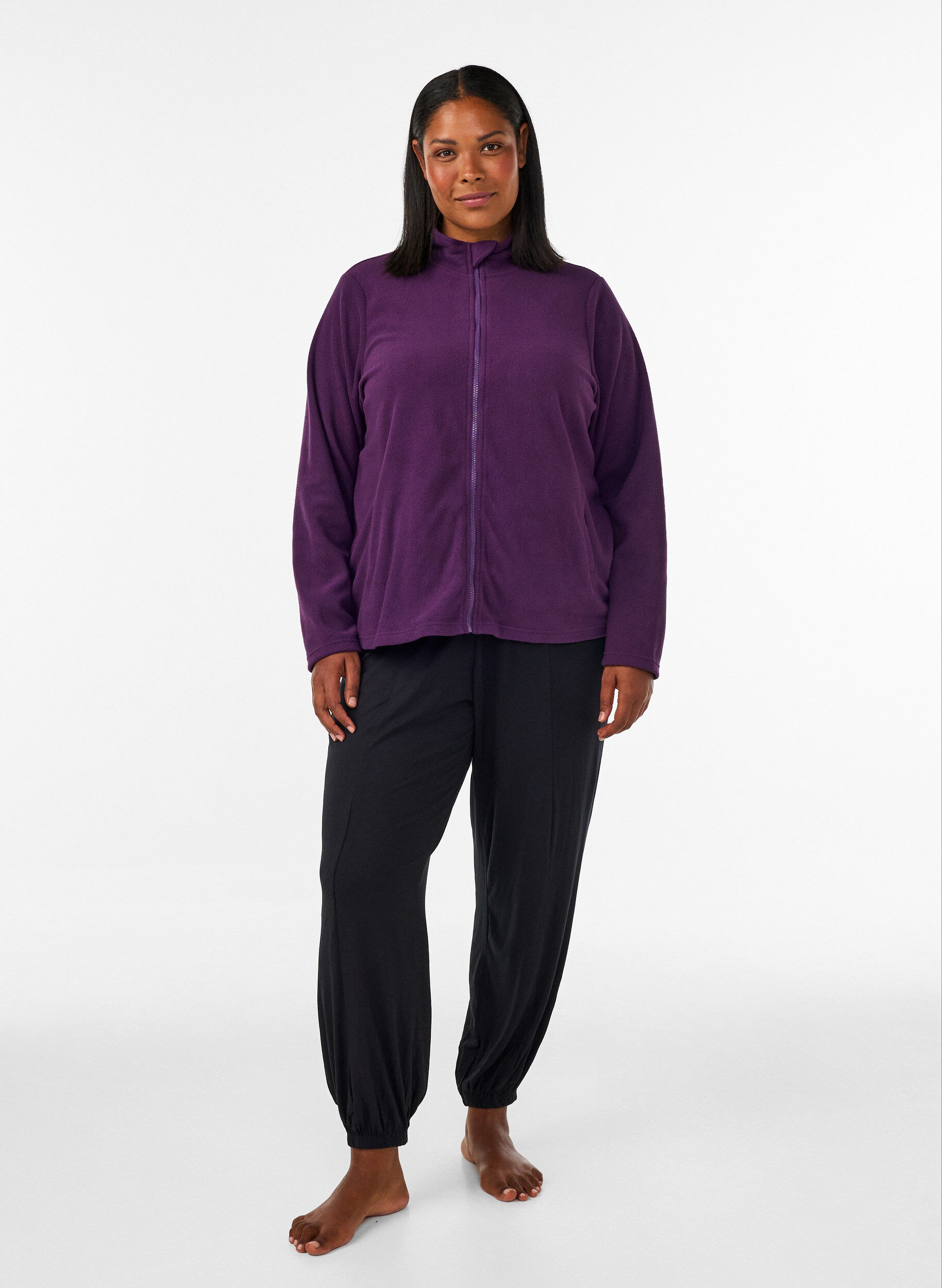ZizziFleecetoppi vetoketjulla ja korkealla kauluksella, Violetti, Model image number 1
