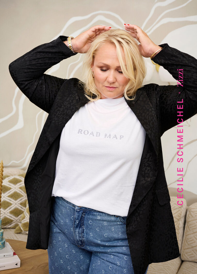 Luomupuuvillasta valmistettu t-paita, jossa on koristeellisia kiviä, White, Image image number 0