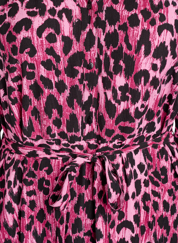 Midimekko nappikiinnityksellä ja solmittavalla vyöllä, Vaaleanpunainen, Packshot image number 2