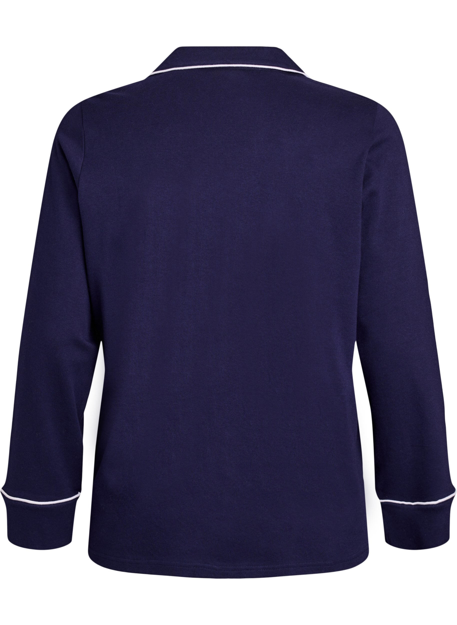 Zizzi Puuvillainen pyjamapaita rintataskulla, Sininen, Packshot image number 1