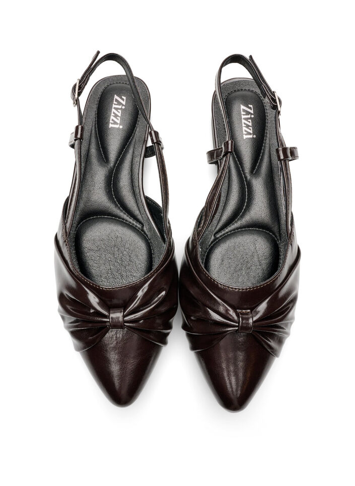 Slingback -keng&auml;t rusettiyksityiskohdilla ja kiilt&auml;v&auml;pintaisella ilmeell&auml;, Ruskea, Packshot image number 2