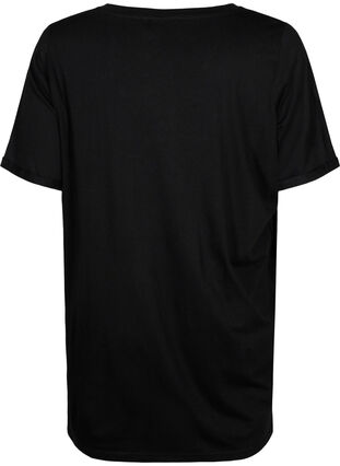 Yksivärinen oversize t-paita v-pääntiellä, Black, Packshot image number 1
