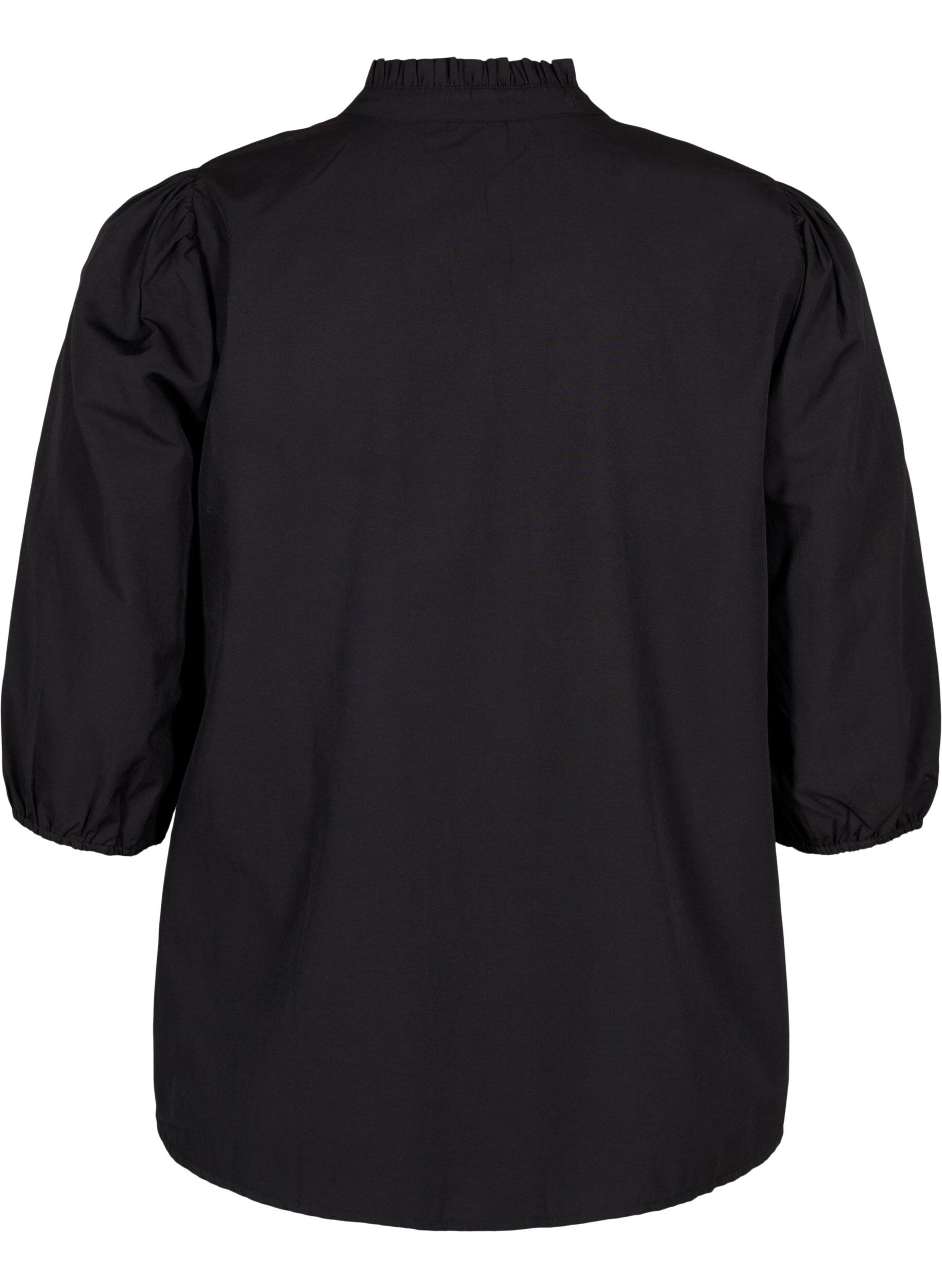 Zizzi Paitapusero, jossa on kirjailtuja kukkia ja 3/4-hihat, Black W. Beige Emb. , Packshot image number 1