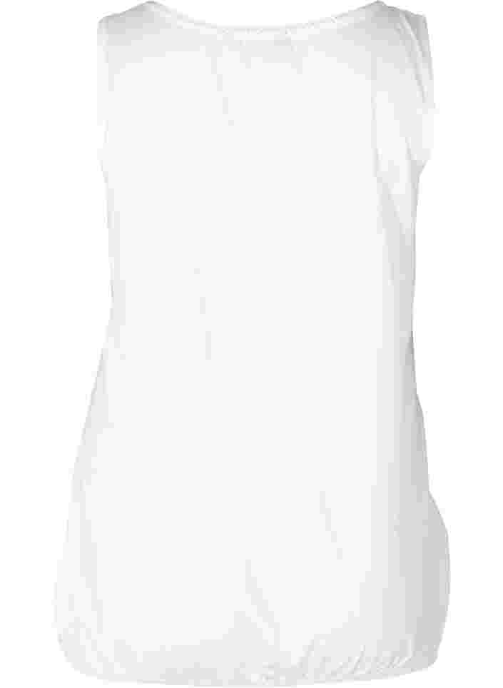 Puuvillainen toppi pyöreällä pääntiellä ja pitsireunuksella , White, Packshot image number 1