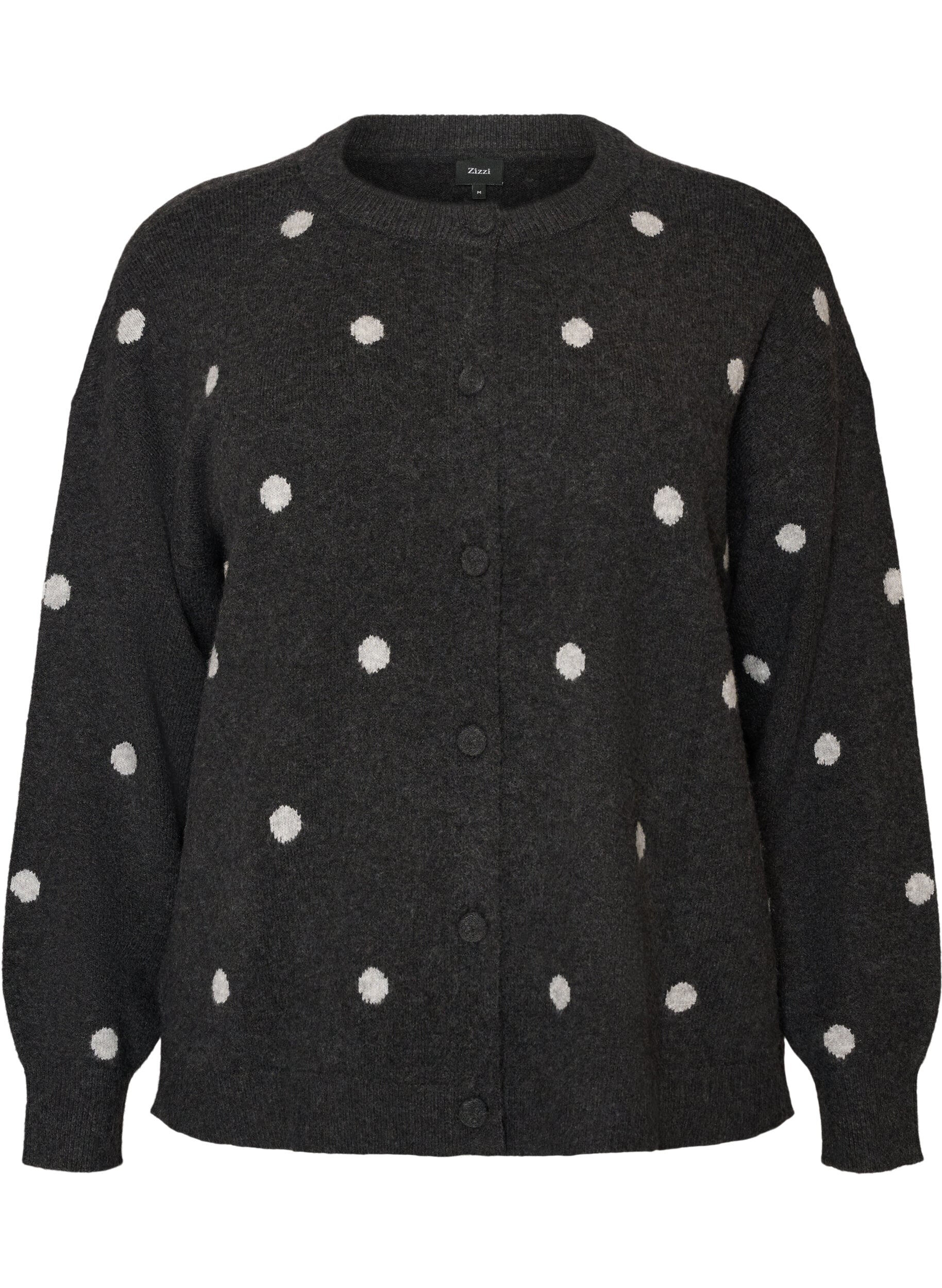 ZizziNeuletakki pilkkukuviolla, Harmaa, Packshot image number 0