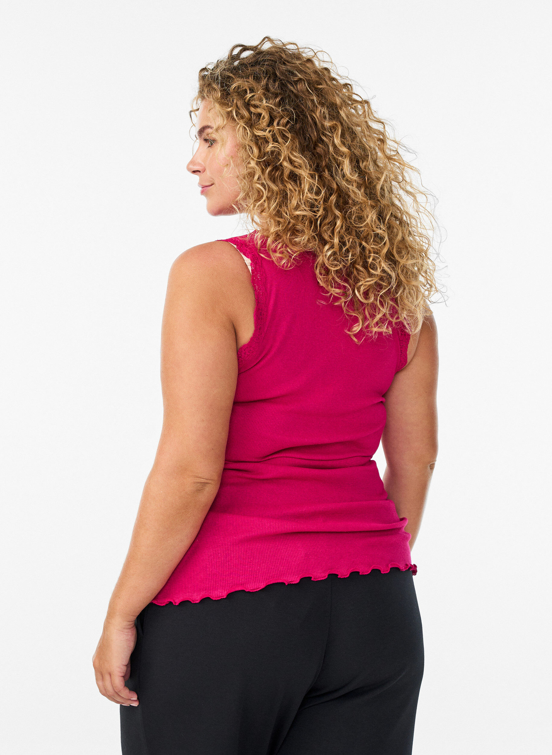 Zizzi Toppi pitsireunalla, Vaaleanpunainen, Model image number 2