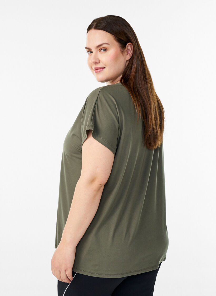 Yksiv&auml;rinen treeni-T-paita, Vihre&auml;, Model image number 2