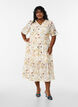 A-linjainen kukkakuvioinen midi-mekko, Beige, Model image number 0
