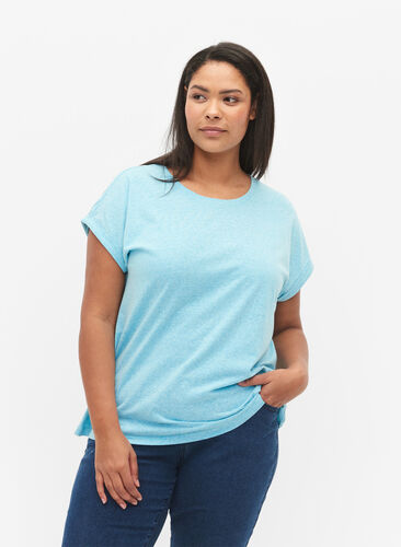 Meleerattu t-paita lyhyillä hihoilla, Blue Atoll Mél, Model image number 0