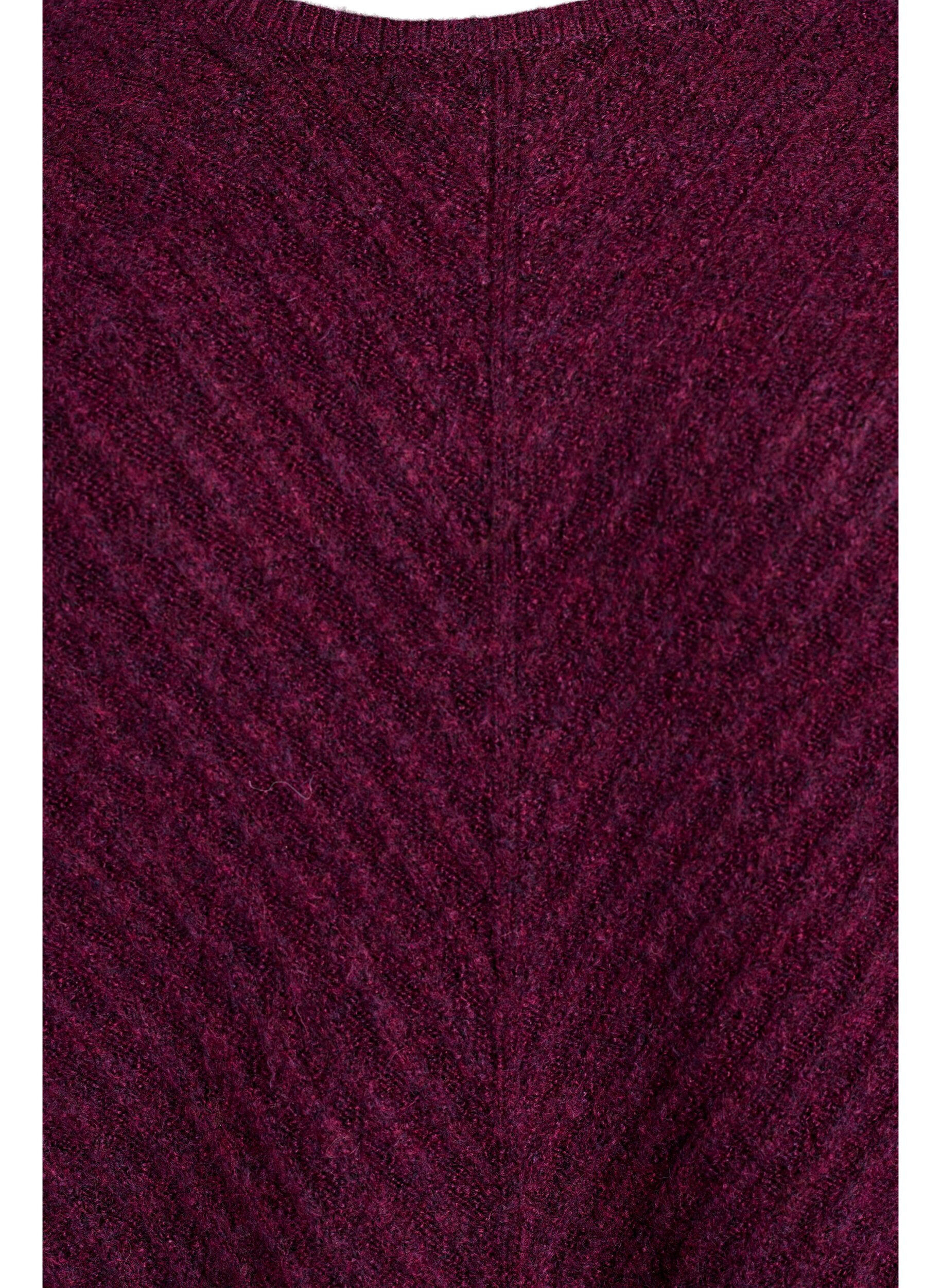 Zizzi Neulepusero, jossa V-muotoinen ribikuvio ja halkiot, Violetti, Packshot image number 2