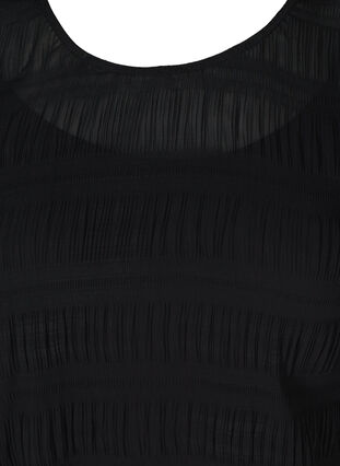 Tekstuurinen tunika puhvihihoilla, Black, Packshot image number 2