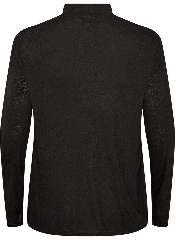 Korkeakauluksinen pusero viskoosijerseyst&auml;, Musta, Packshot image number 1