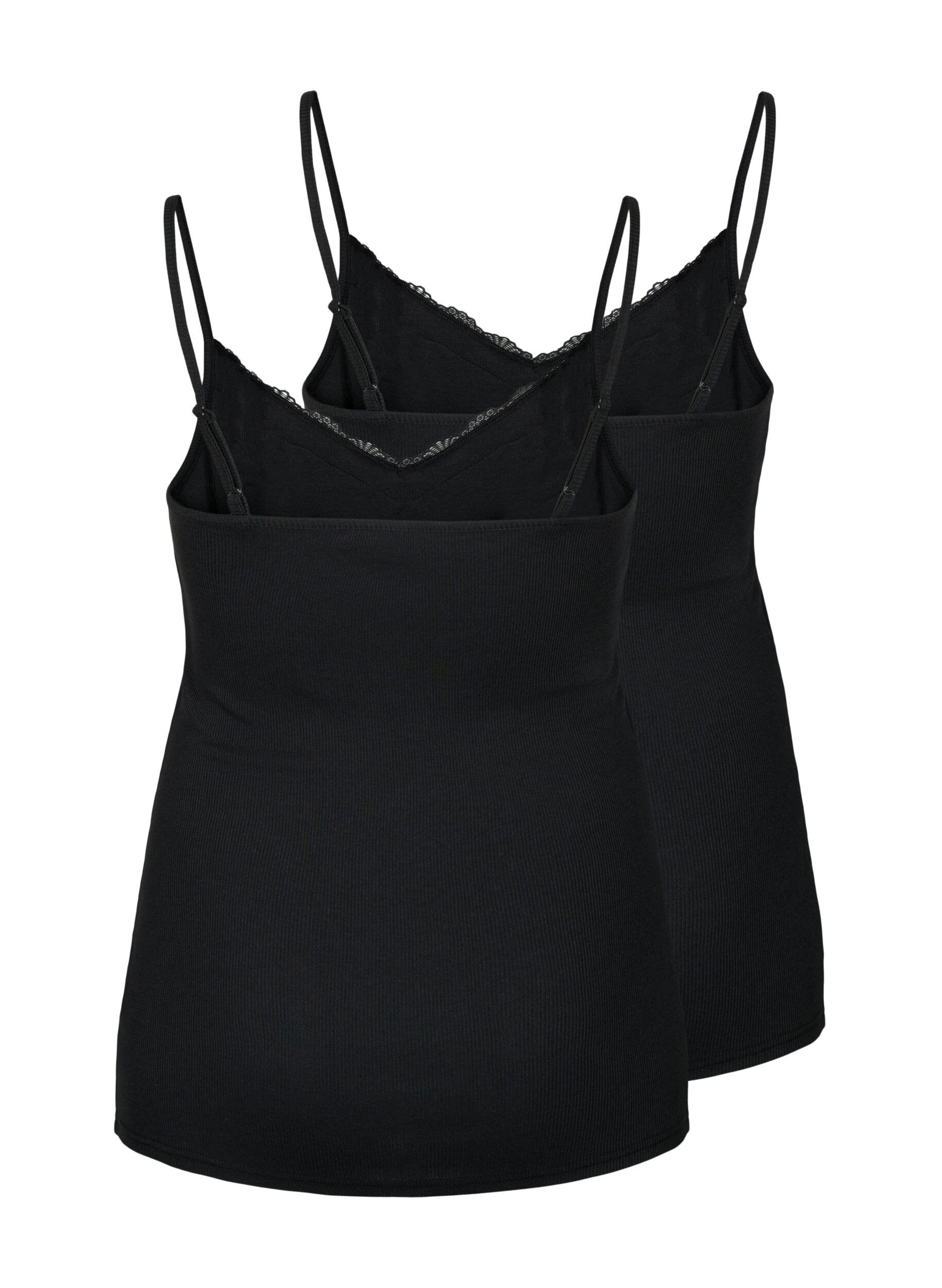 Zizzi2-pack ribatut y&ouml;topit, Black/Black, Packshot image number 1