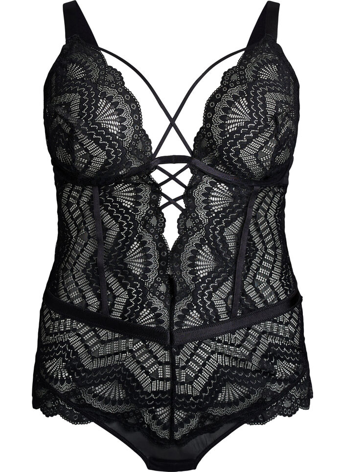 Pitsibody nyöritysyksityiskohdilla, Musta, Packshot image number 0