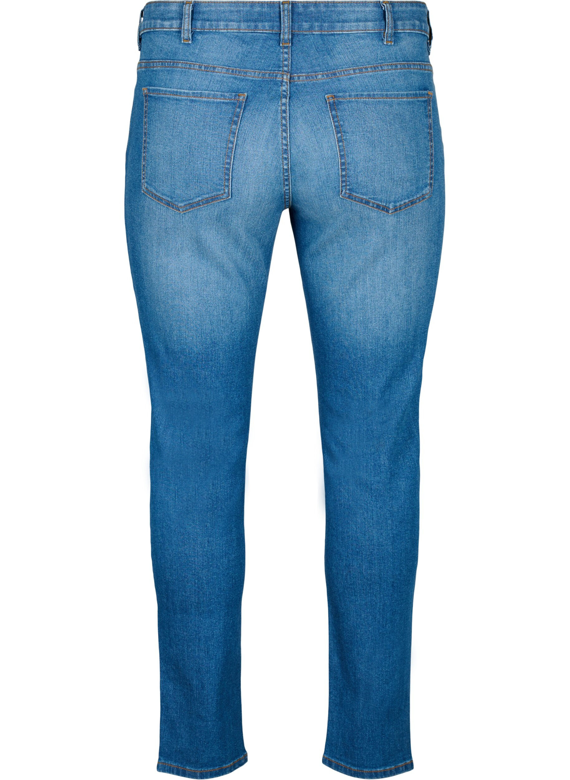 Zizzi Emily farkut, normaali vy&ouml;t&auml;r&ouml; ja slim fit, Blue denim, Packshot image number 1