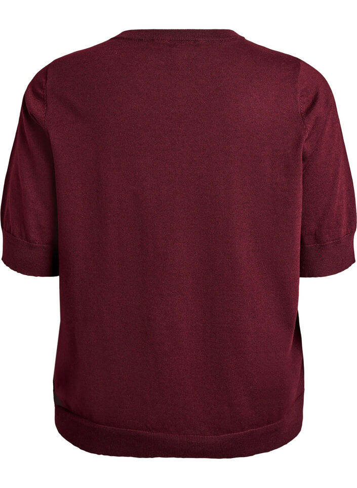 Hienoneulepusero lyhyill&auml; hihoilla, Punainen, Packshot image number 1