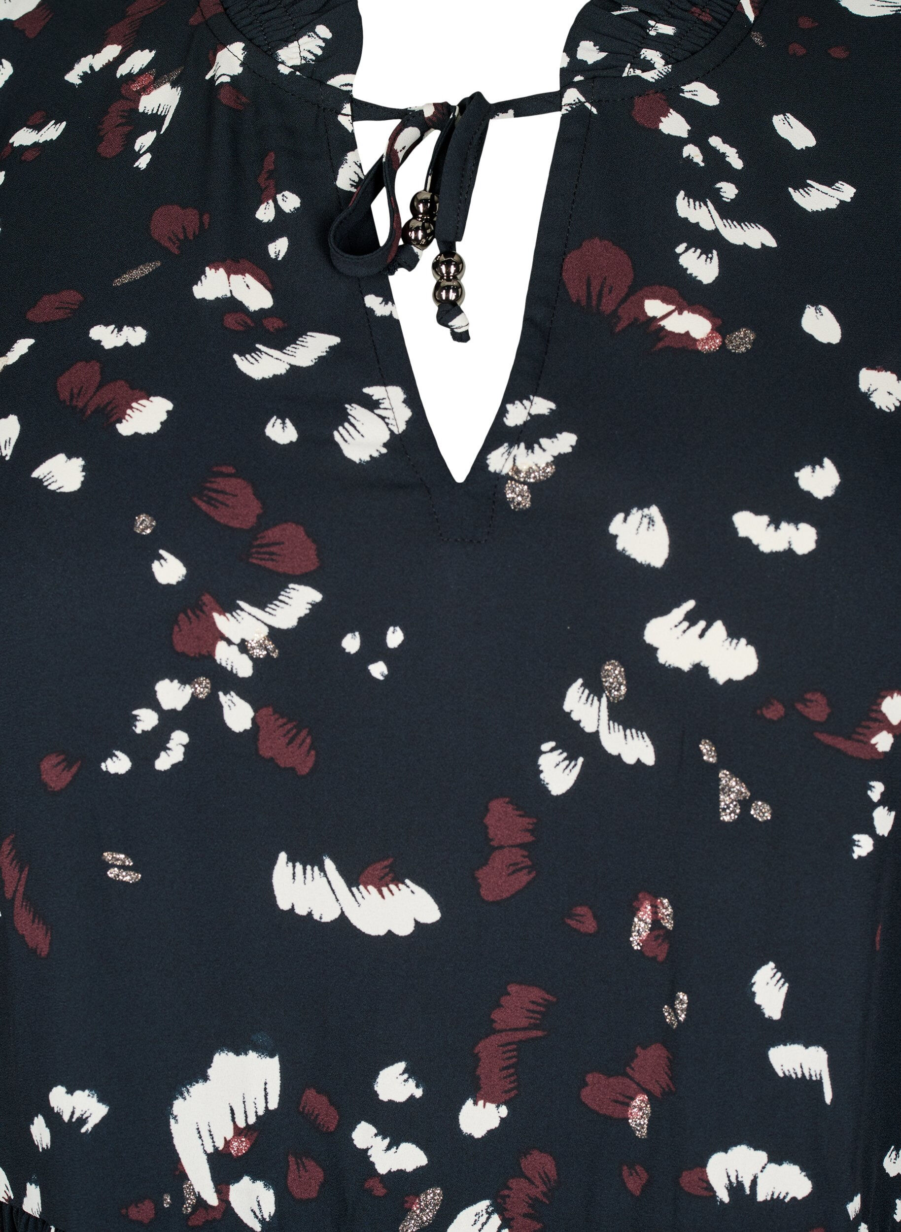 Zizzi Printtikuviollinen tunika r&ouml;yhel&ouml;kauluksella, Black AOP Print, Packshot image number 2