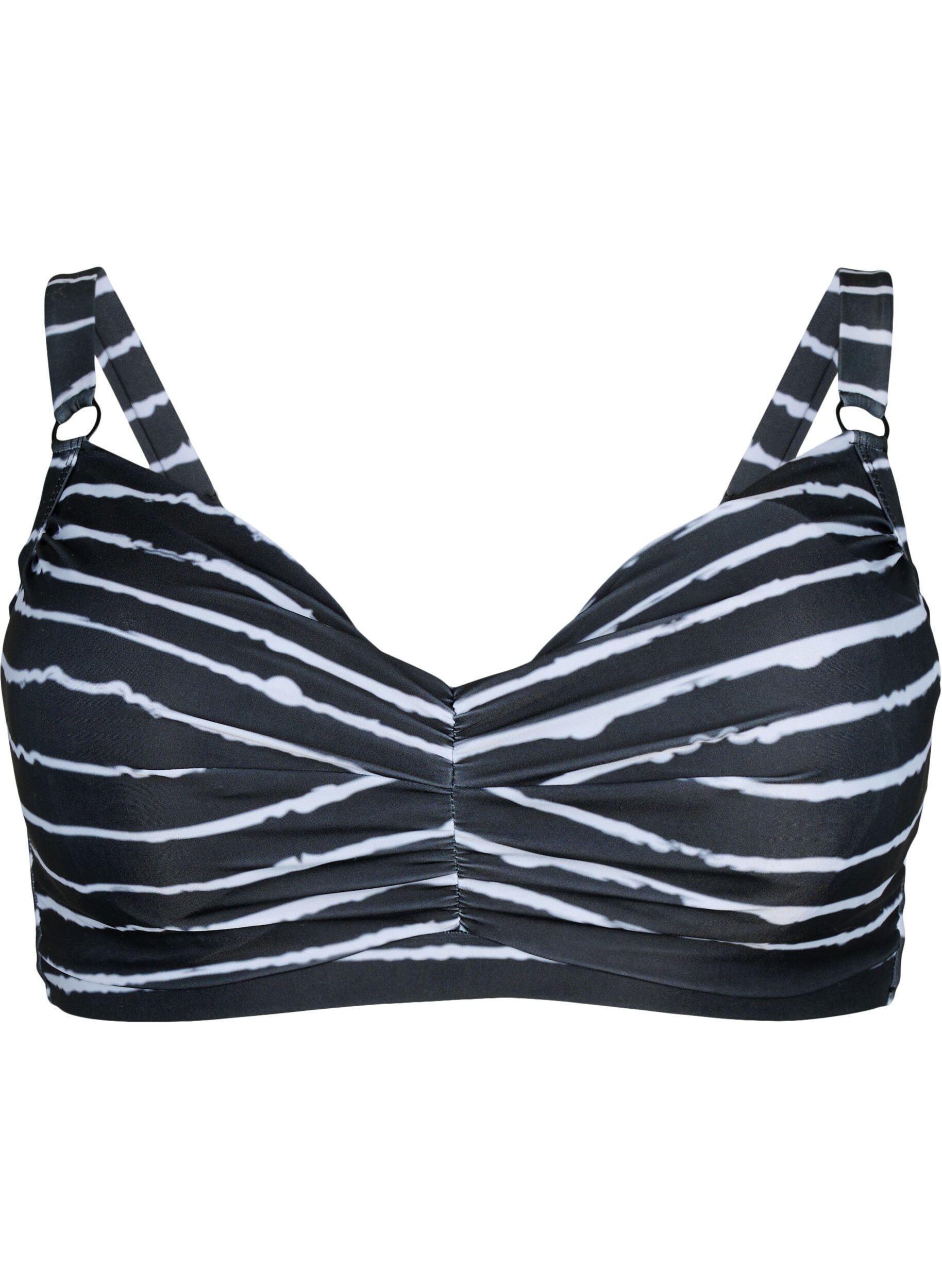 Zizzi Bikiniliivi kuviolla ja kaarituella, Black White Stripe, Packshot image number 0