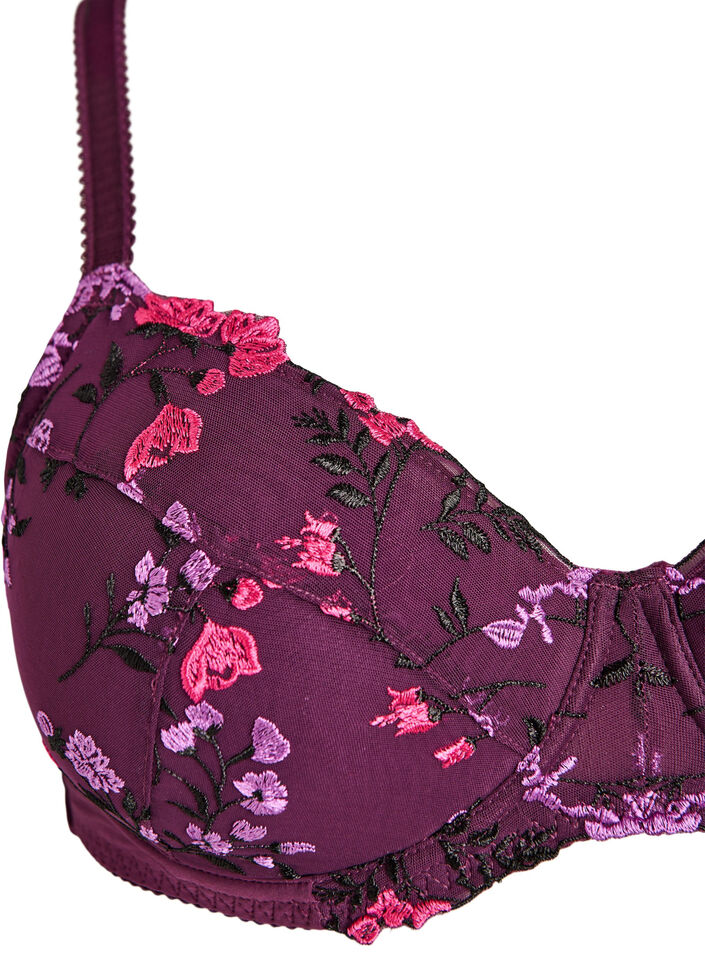 Topatut rintaliivit kukkakirjailulla, Violetti, Packshot image number 2