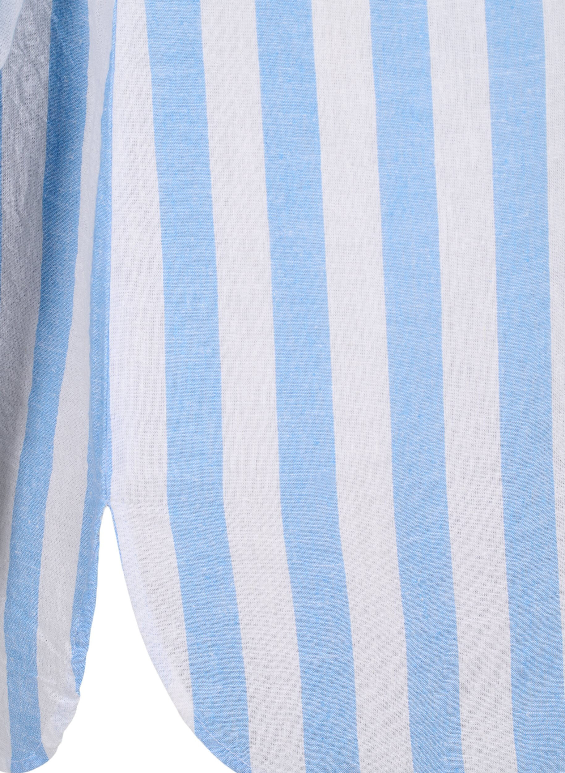 Zizzi Pitk&auml; paita pellavasta ja puuvillasta, Blue White Stripe, Packshot image number 3