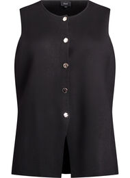 Hihaton neuleliivi koristeellisilla napeilla, Musta