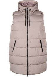 Pitkä liivi hupulla ja taskuilla, Beige