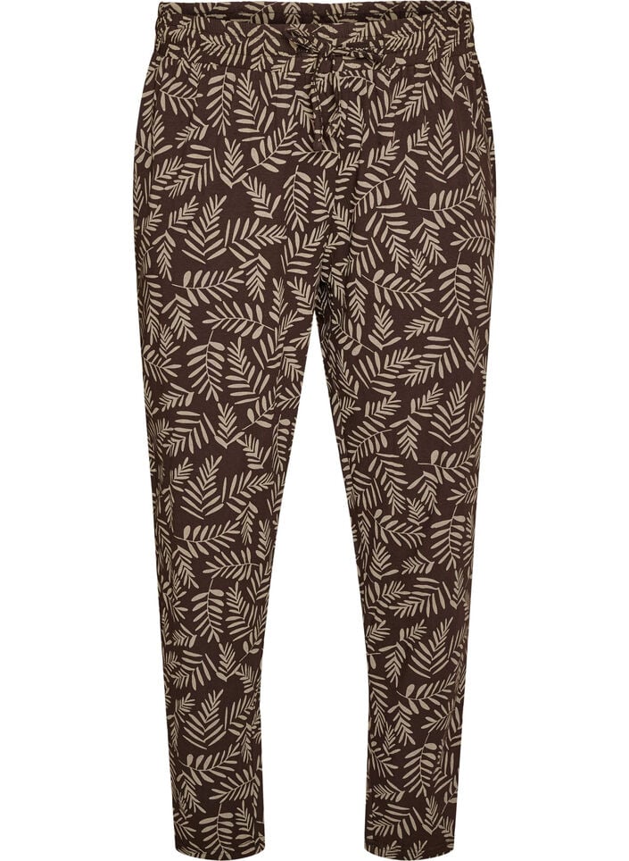 Puuvillaiset pyjamahousut printill&auml;, Ruskea, Packshot image number 0