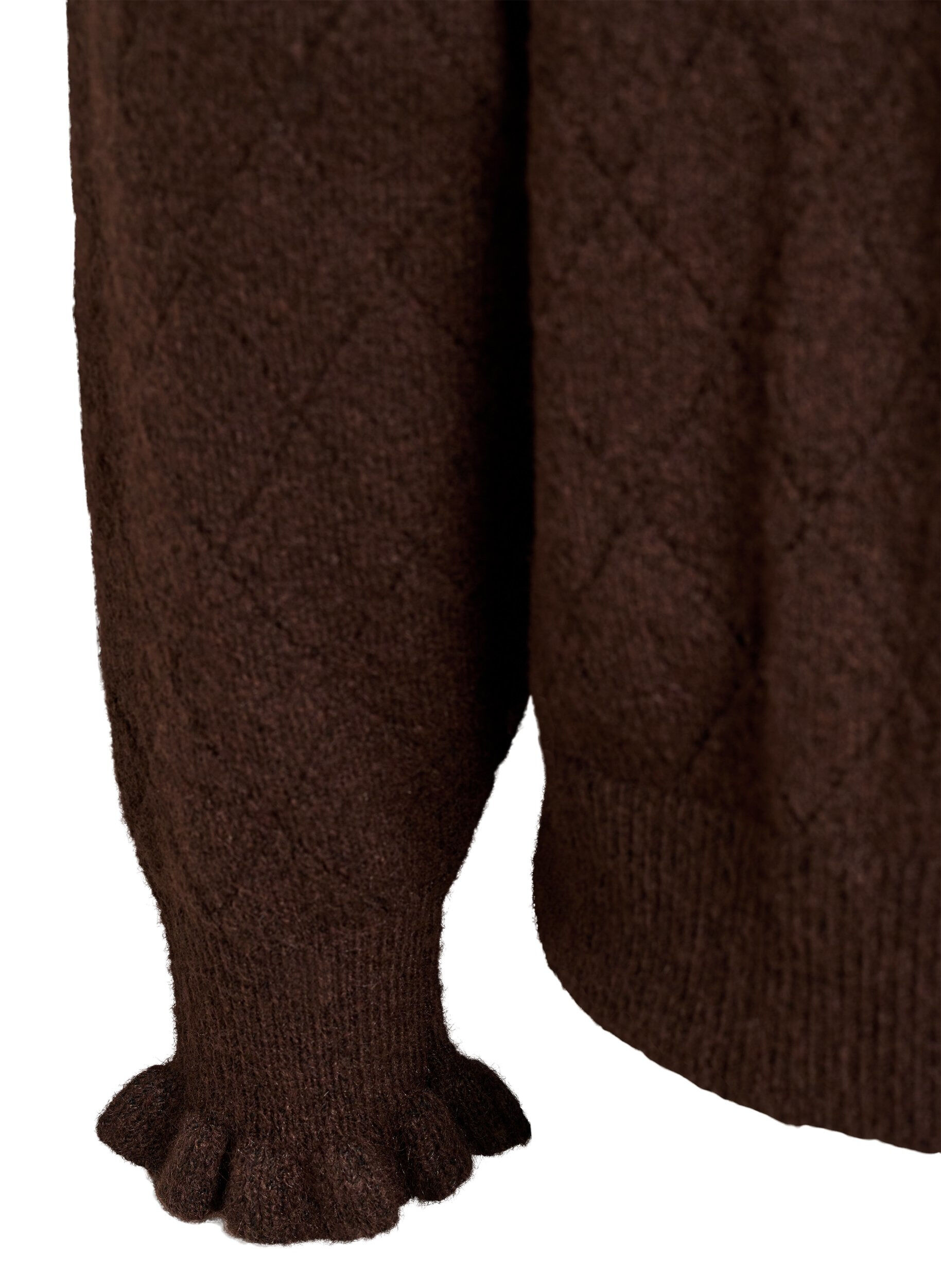 ZizziNeuletakki harlekiinikuviolla ja V-p&auml;&auml;ntiell&auml;, Ruskea, Packshot image number 3