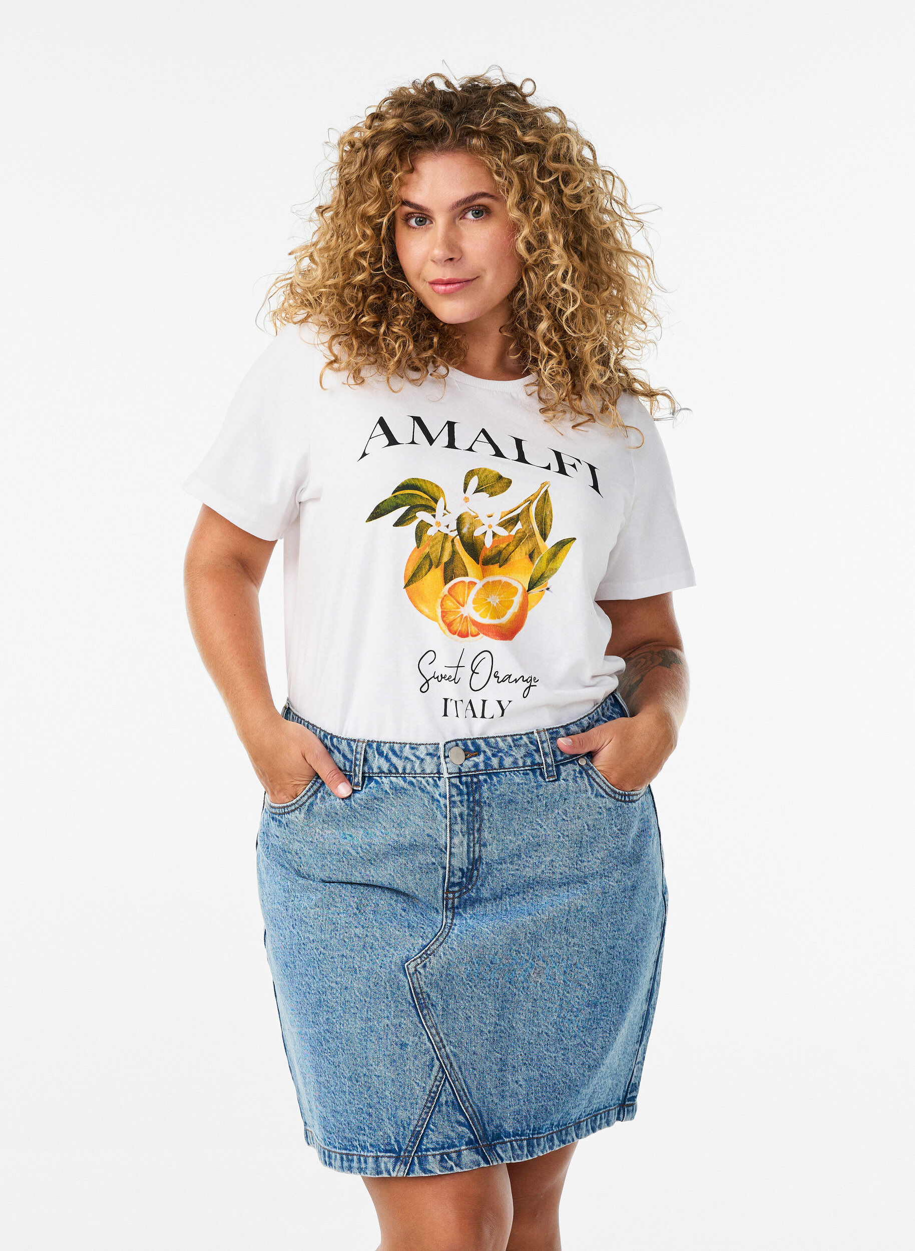 Lyhyt farkkuhame taskuilla, Sininen, Model