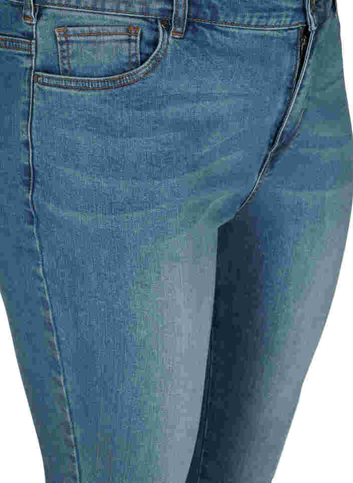 Kropatut Amy-farkut korkealla vyötäröllä ja ruseteilla, Blue denim, Packshot image number 2