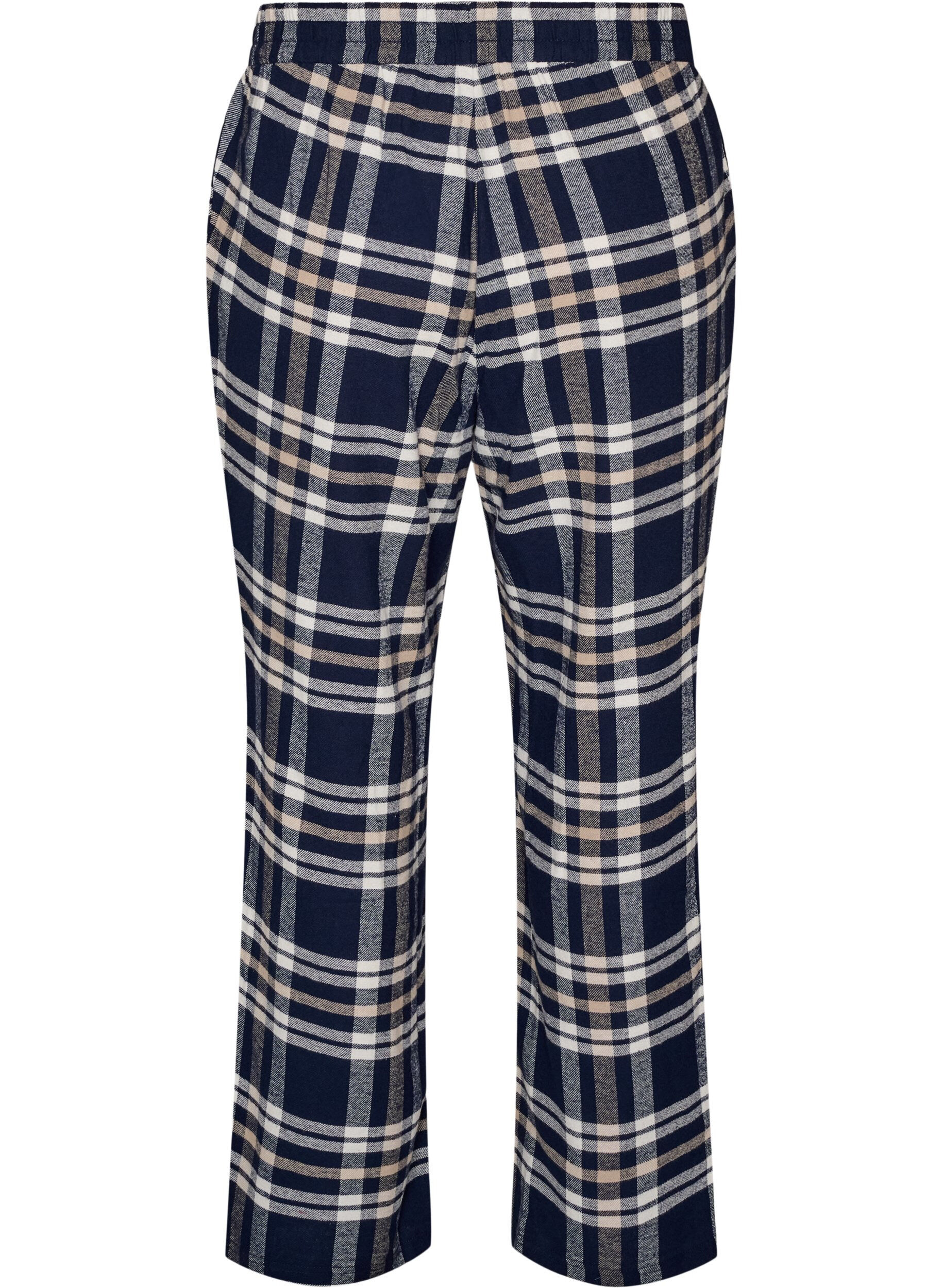 ZizziRuudulliset puuvillaiset pyjamahousut, Sininen, Packshot image number 1