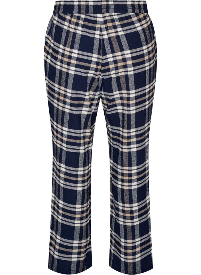 Ruudulliset puuvillaiset pyjamahousut, Sininen, Packshot image number 1