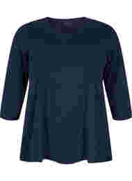 Puuvillainen perus t-paita 3/4-hihoilla, Navy Blazer