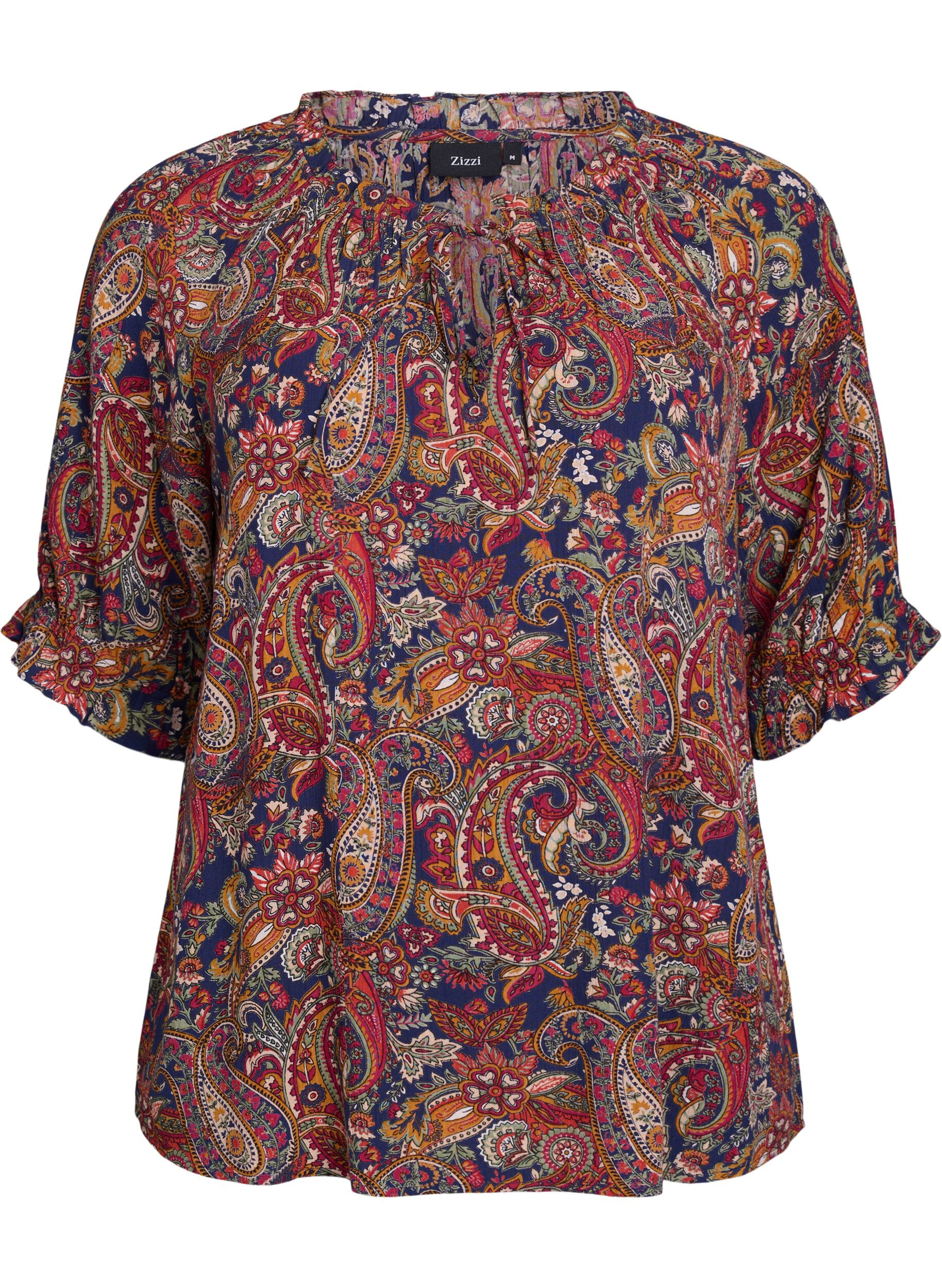 ZizziViskoosipusero paisley-kuviolla ja kyyn&auml;rpituisilla hihoilla, Sininen, Packshot image number 0