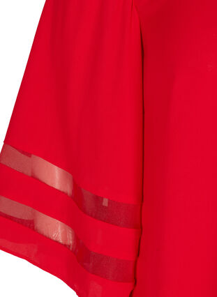 Yksivärinen pusero 3/4-pituisilla hihoilla ja v-aukolla , Haute Red, Packshot image number 2