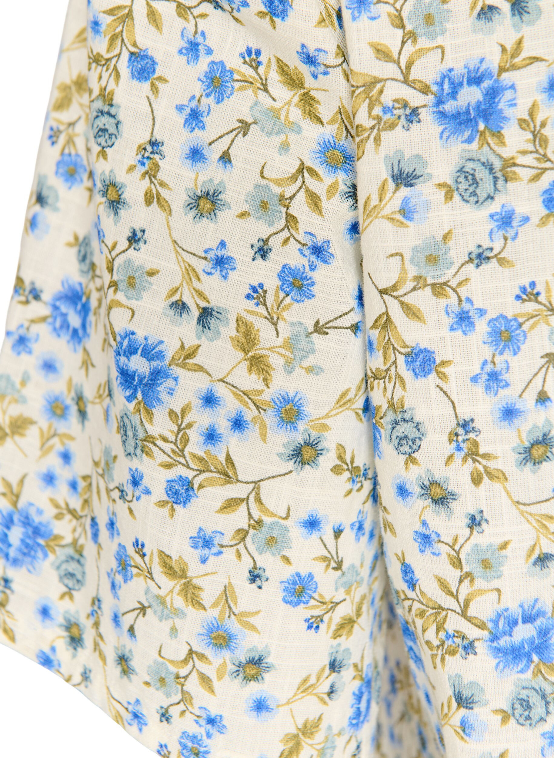 ZizziLyhythihainen puuvillapaita V-p&auml;&auml;ntiell&auml;, Sininen, Packshot image number 3