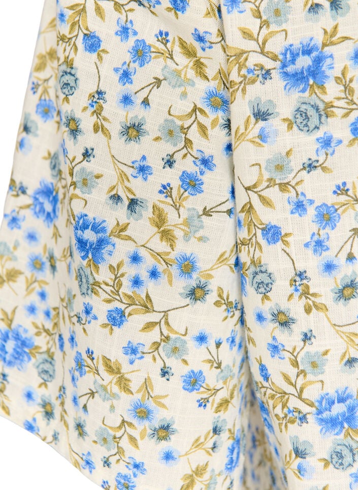 Lyhythihainen puuvillapaita V-p&auml;&auml;ntiell&auml;, Sininen, Packshot image number 3