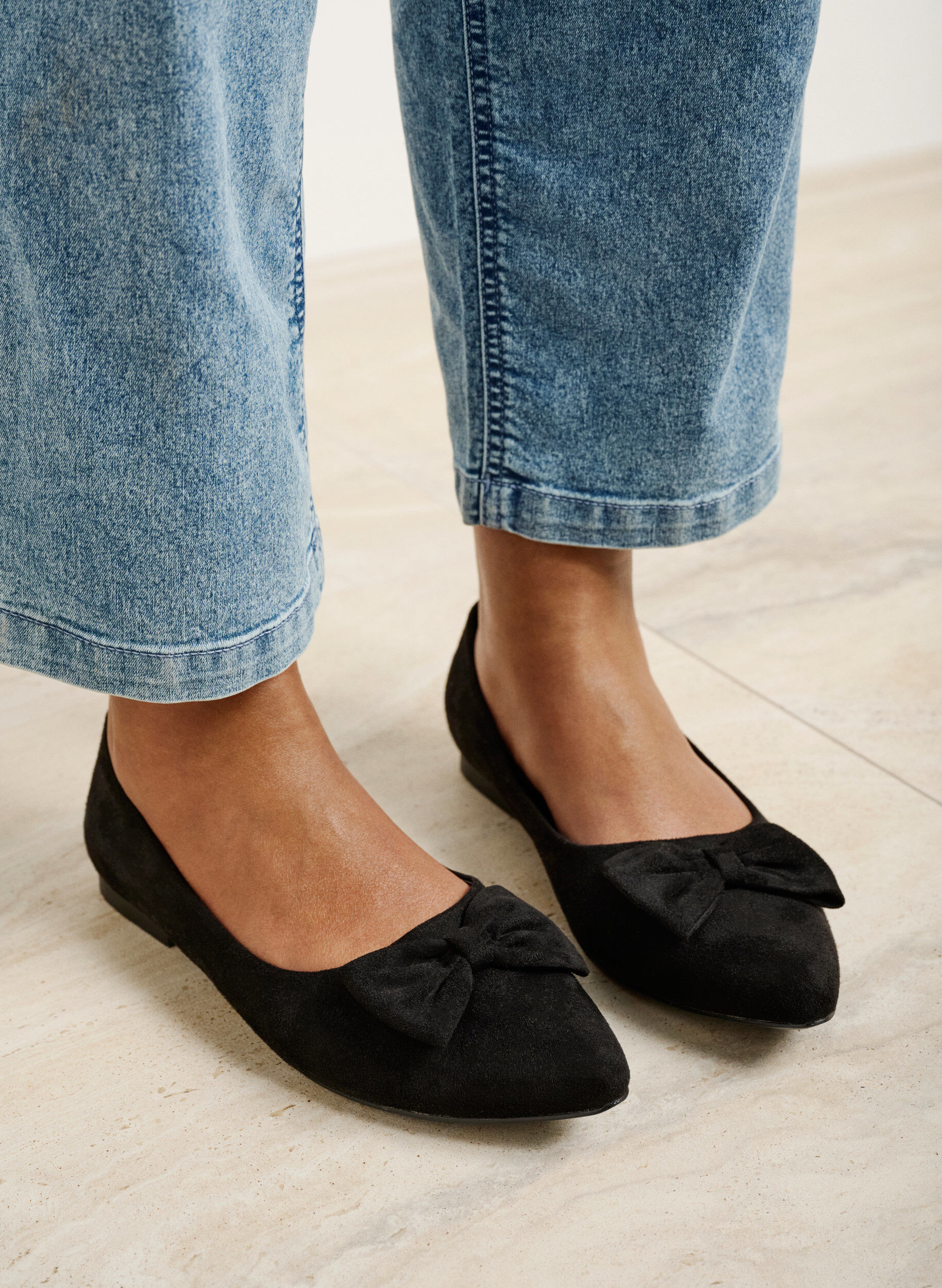 Zizzi Leve&auml;lestiset - Ballerina-avokkaat rusetilla, Musta, Image image number 0