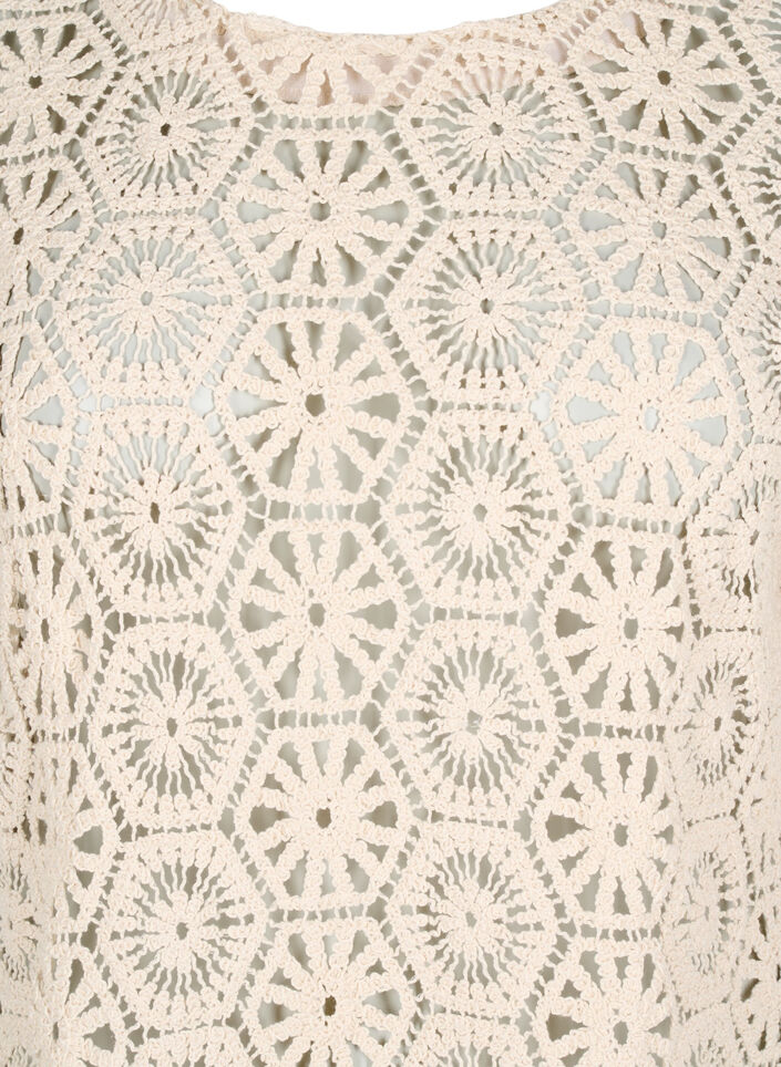 Virkattu pusero lyhyillä hihoilla, Beige, Packshot image number 2