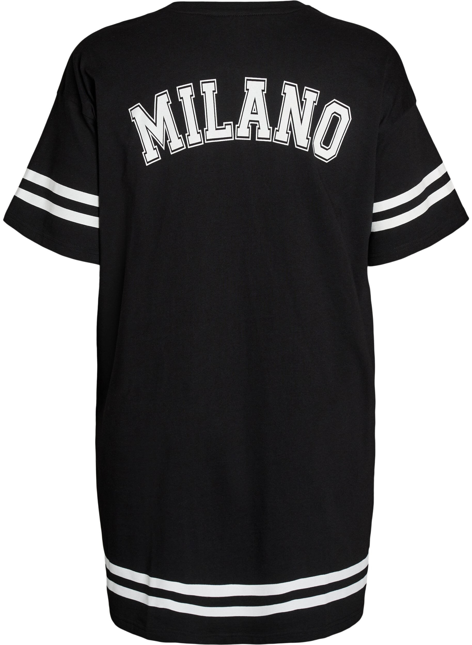 Zizzi Lyhyt T-paitamekko sporttisilla yksityiskohdilla, Musta, Packshot image number 1