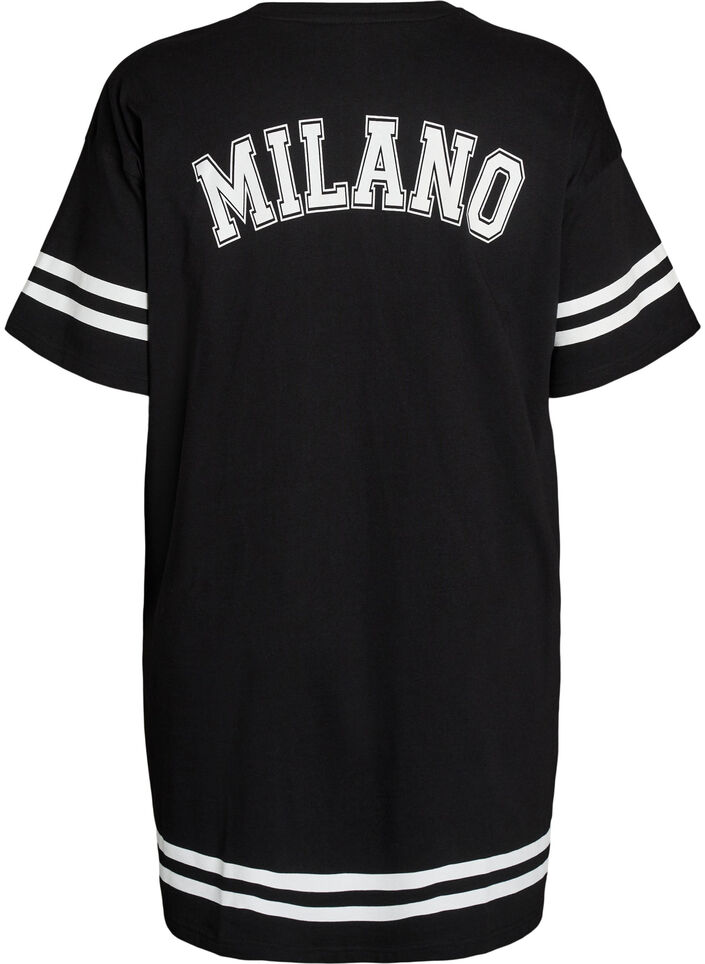 Lyhyt T-paitamekko sporttisilla yksityiskohdilla, Musta, Packshot image number 1