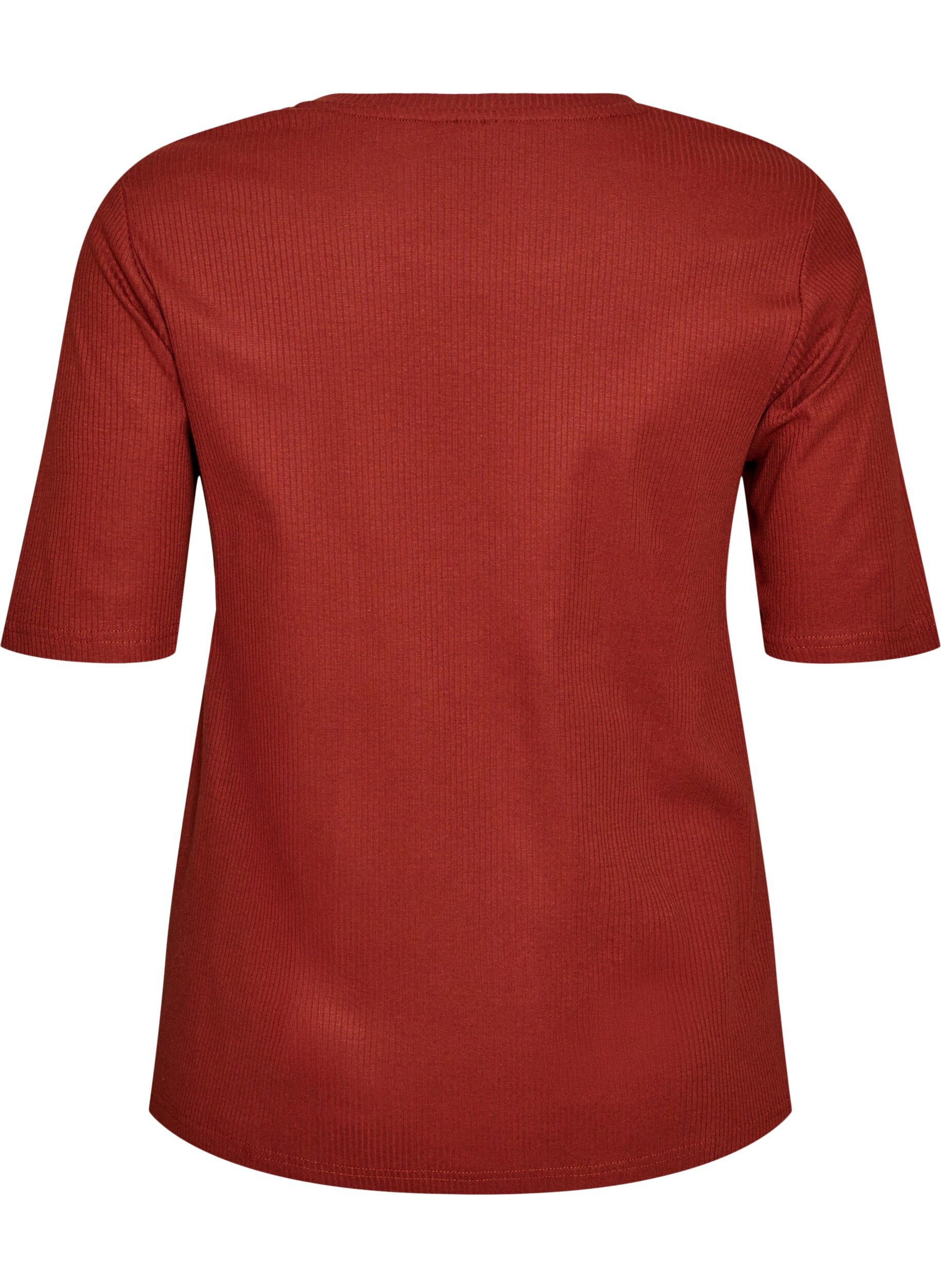 ZizziRibattu jerseypusero, jossa on lyhyet hihat, Punainen, Packshot image number 1