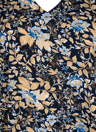 FLASH - Tunika v-pääntiellä ja kuosilla, Brown Blue Flower, Packshot image number 2
