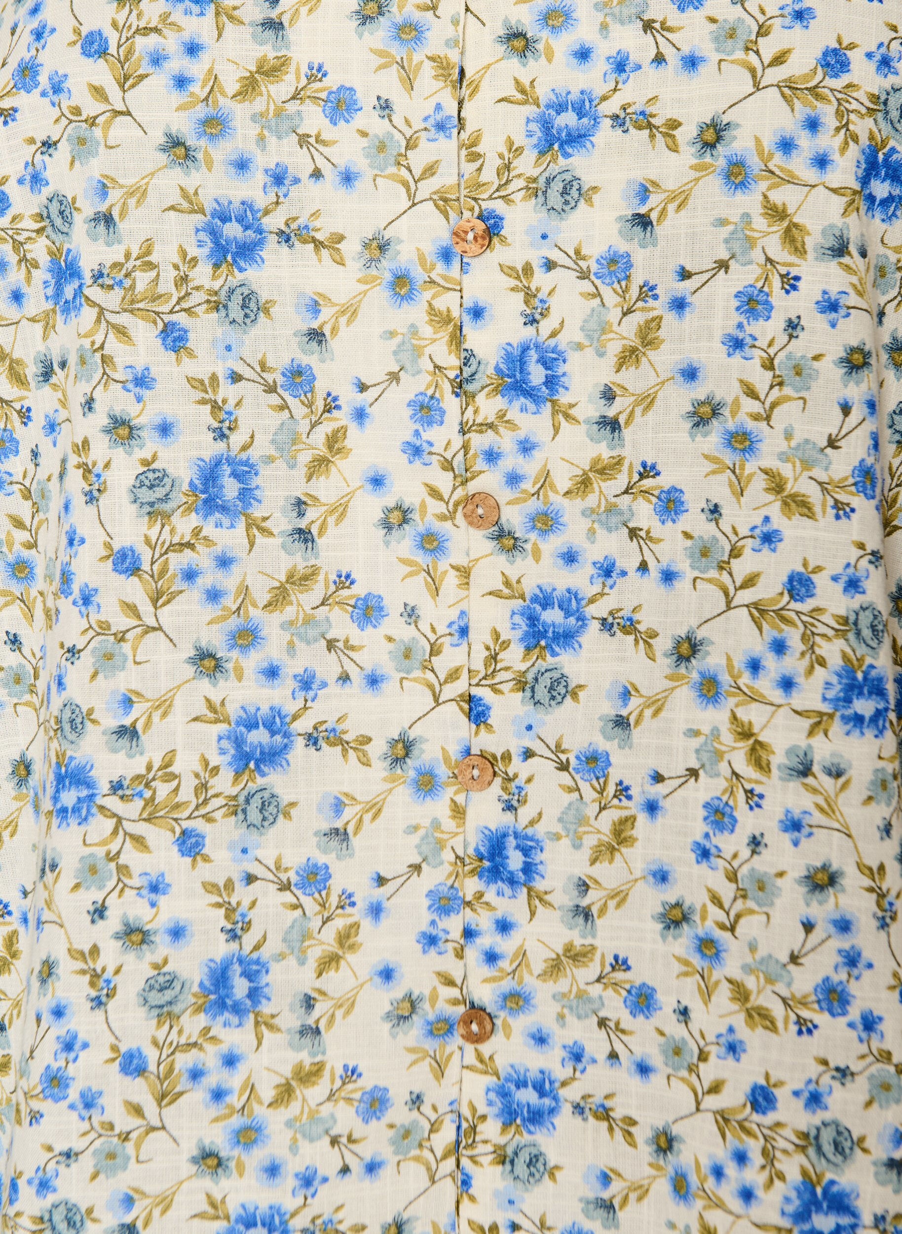 ZizziLyhythihainen puuvillapaita V-p&auml;&auml;ntiell&auml;, Sininen, Packshot image number 2