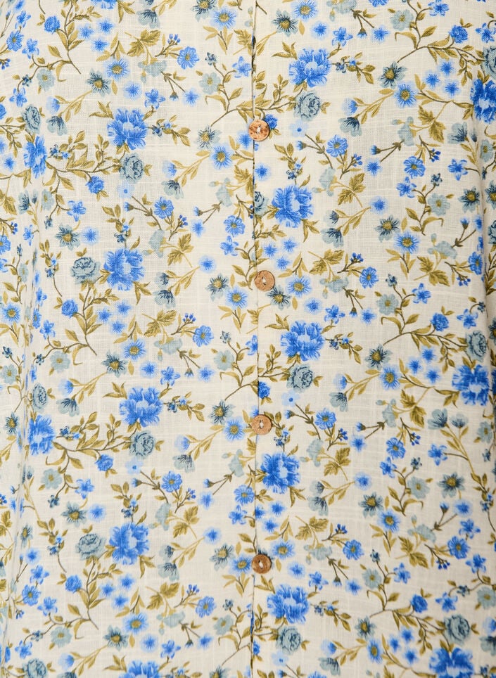 Lyhythihainen puuvillapaita V-p&auml;&auml;ntiell&auml;, Sininen, Packshot image number 2