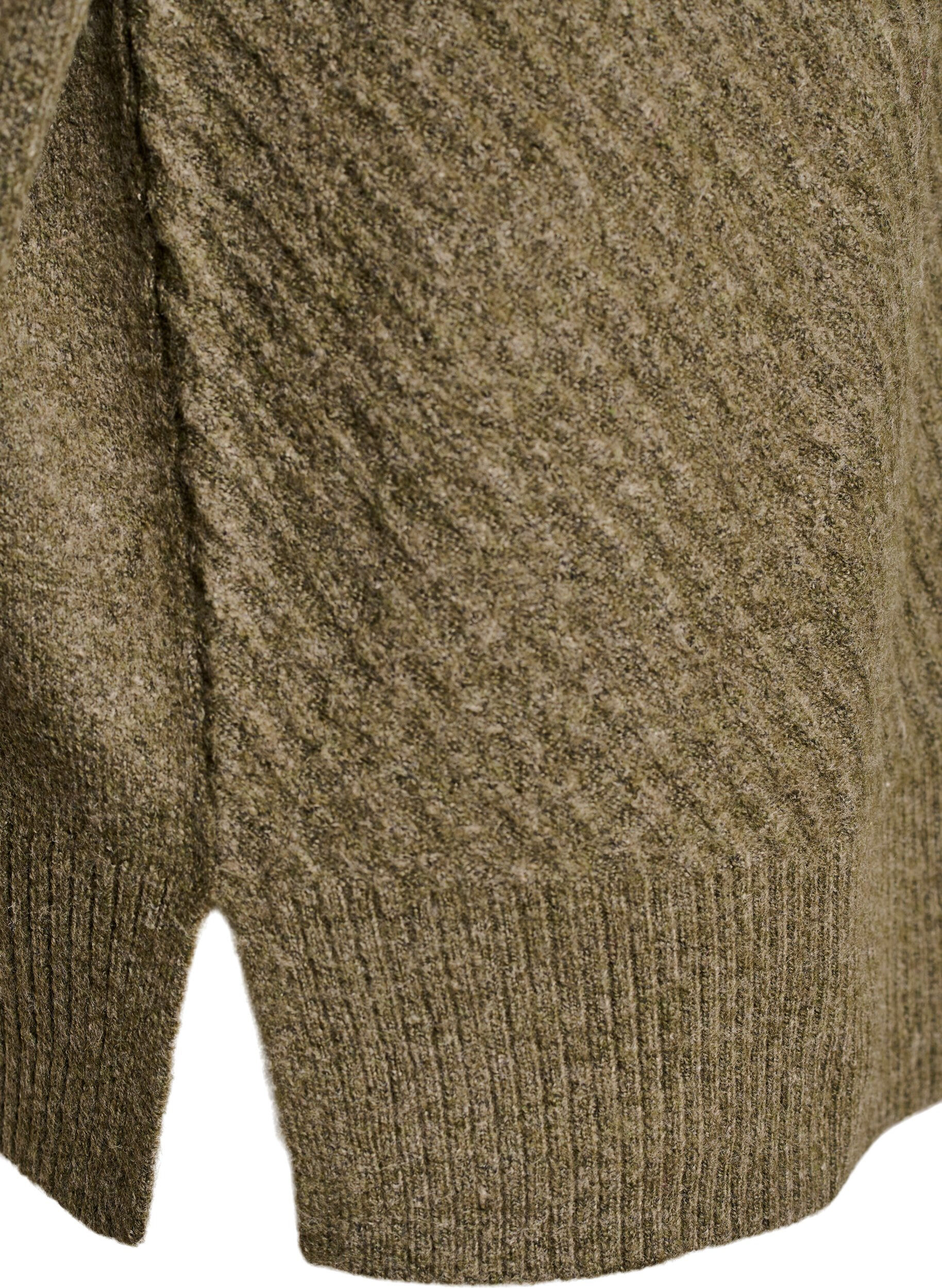 Zizzi Neulepusero, jossa V-muotoinen ribikuvio ja halkiot, Vihre&auml;, Packshot image number 3