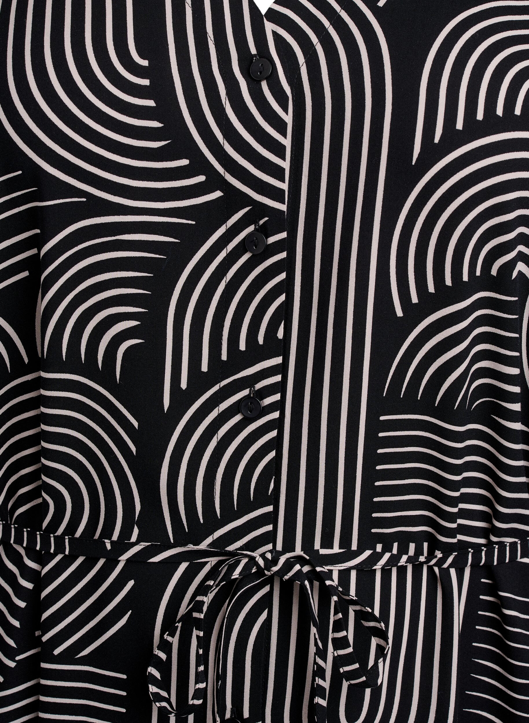 Zizzi Midimekko printill&auml; ja solmittavalla vy&ouml;ll&auml;, Musta, Packshot image number 2