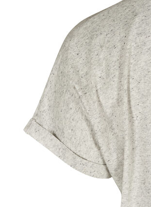 Meleerattu puuvillainen t-paita, Light Grey Melange, Packshot image number 3